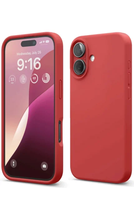 Uray store Apple iPhone 16 Kılıf Nano içi Kadife Silikon - Kırmızı