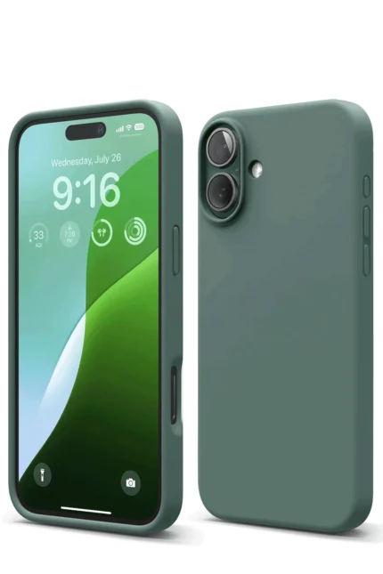 Uray store Apple iPhone 16 Kılıf Nano içi Kadife Silikon - Koyu Yeşil