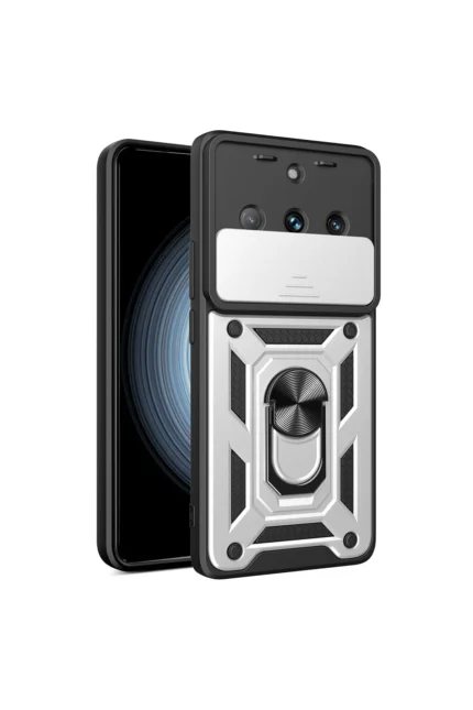 Uray store Realme 11 Pro Kılıf Pars Lens Yüzüklü Silikon - Gümüş