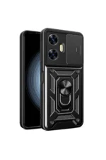 Uray store Realme C55 Kılıf Pars Lens Yüzüklü Silikon - Siyah
