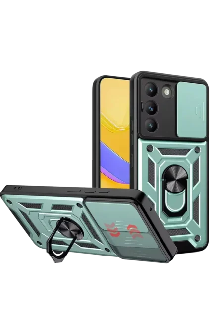 Uray store Vivo V30 Lite 4G Pars Lens Yüzüklü Silikon - Yeşil