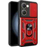 Uray store Vivo Y18 Kılıf Pars Lens Yüzüklü Silikon - Kırmızı
