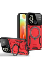 Uray store Xiaomi Redmi 12C Kılıf Joy Lens Standlı Kapak - Kırmızı
