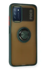 Uray store Xiaomi Redmi 9T Kılıf Montreal Yüzüklü Silikon Kapak - Yeşil - Görsel 2