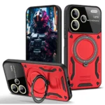 Uray store Xiaomi Redmi Note 13 Pro Plus Joy Lens Standlı Kapak - Kırmızı