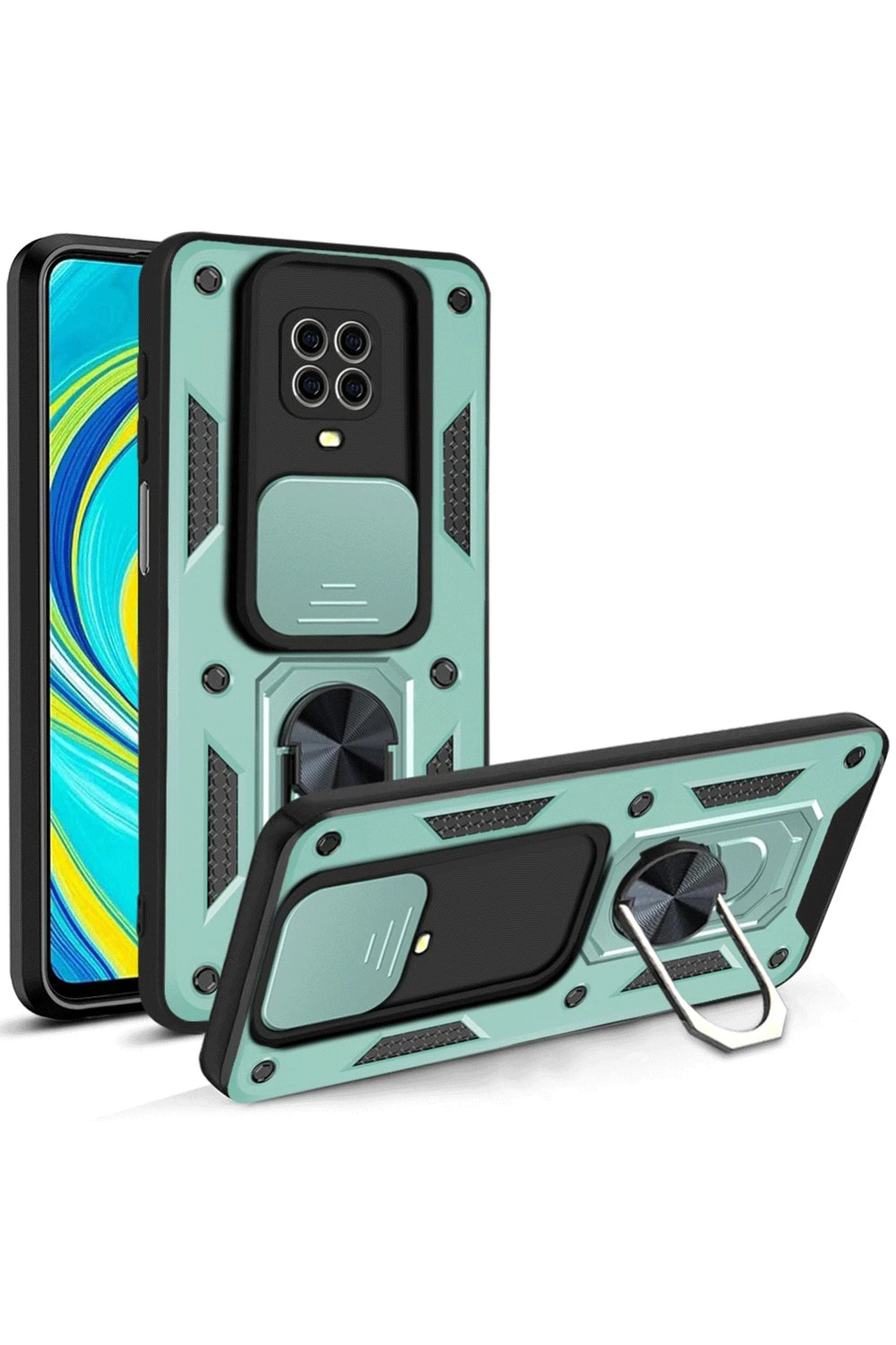 newface-xiaomi-redmi-note-9-pro-kilif-pars-lens-yuzuklu-silikon-yesil-default Uray store Xiaomi Redmi Note 9 Pro Kılıf Pars Lens Yüzüklü Silikon - Yeşil - Görsel 1
