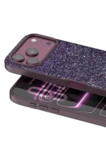 Onegif Apple iPhone 18 Pro Bright Simli Kapak - Bordo - Görsel 2