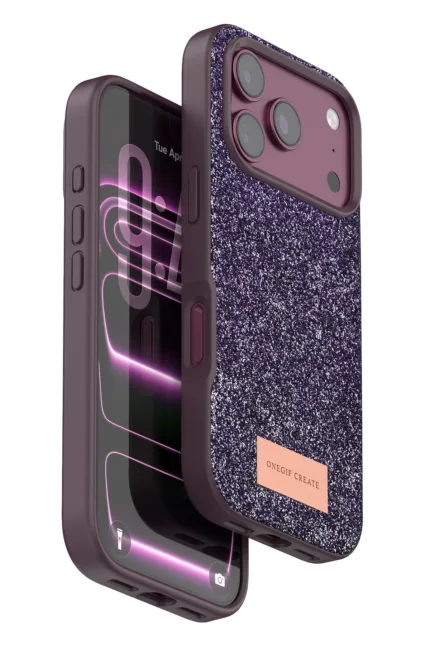 Onegif Apple iPhone 18 Pro Max Bright Simli Kapak - Bordo