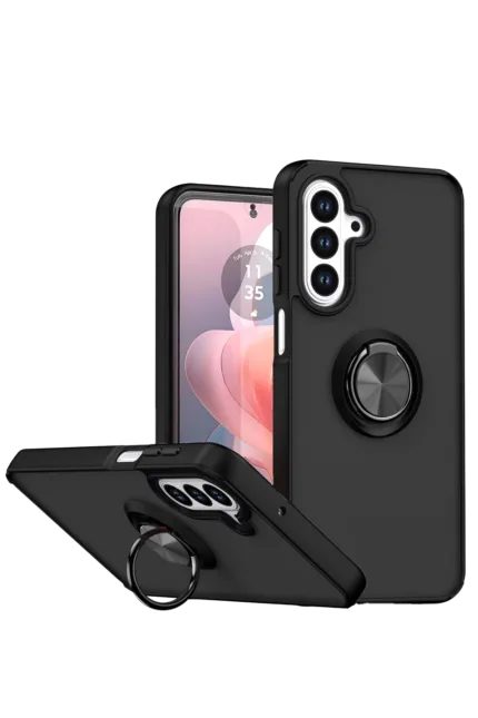 Uray store Samsung Galaxy A37 5G Montreal Yüzüklü Silikon Kapak - Siyah