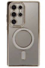 Uray store Samsung Galaxy S24 Ultra Kılıf Joke Simli Magneticsafe Kılıf - Gold - Görsel 2