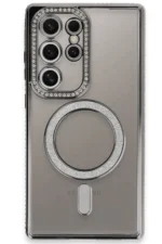 Uray store Samsung Galaxy S24 Ultra Kılıf Joke Simli Magneticsafe Kılıf - Gri - Görsel 2