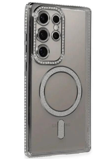Uray store Samsung Galaxy S24 Ultra Kılıf Joke Simli Magneticsafe Kılıf - Gri