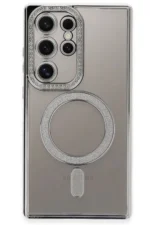 Uray store Samsung Galaxy S24 Ultra Kılıf Joke Simli Magneticsafe Kılıf - Gümüş - Görsel 2
