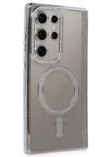 Uray store Samsung Galaxy S24 Ultra Kılıf Joke Simli Magneticsafe Kılıf - Gümüş