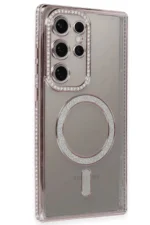 Uray store Samsung Galaxy S24 Ultra Kılıf Joke Simli Magneticsafe Kılıf - Pembe