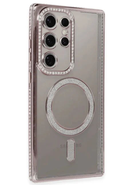 Uray store Samsung Galaxy S24 Ultra Kılıf Joke Simli Magneticsafe Kılıf - Pembe