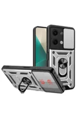 Uray store Xiaomi Poco X6 Kılıf Pars Lens Yüzüklü Silikon - Gümüş