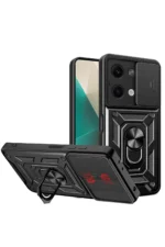 Uray store Xiaomi Poco X6 Kılıf Pars Lens Yüzüklü Silikon - Siyah