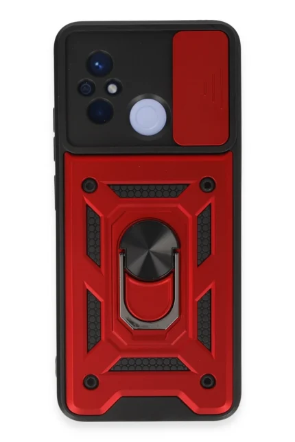 Uray store Xiaomi Redmi 12C Kılıf Pars Lens Yüzüklü Silikon - Kırmızı