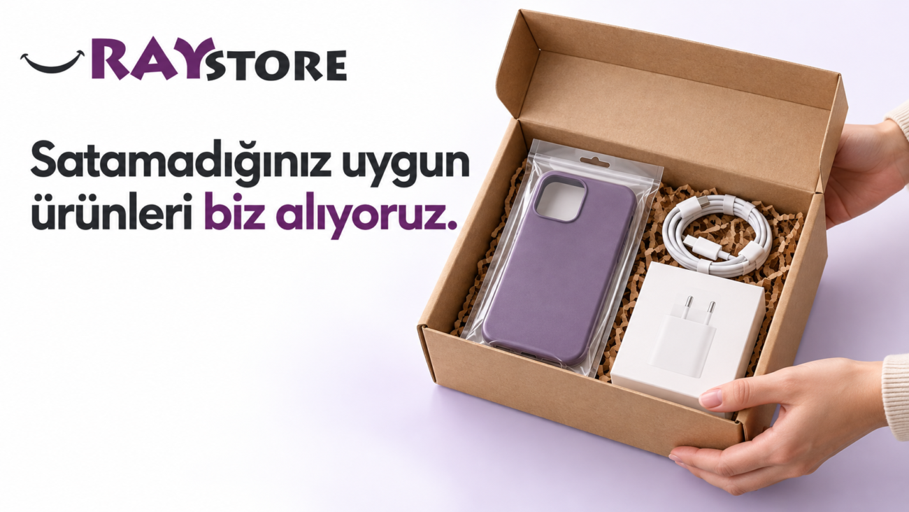 Uygun telefon aksesuarlarının UrAy Store geri alımı için kutulanmasını anlatan görsel